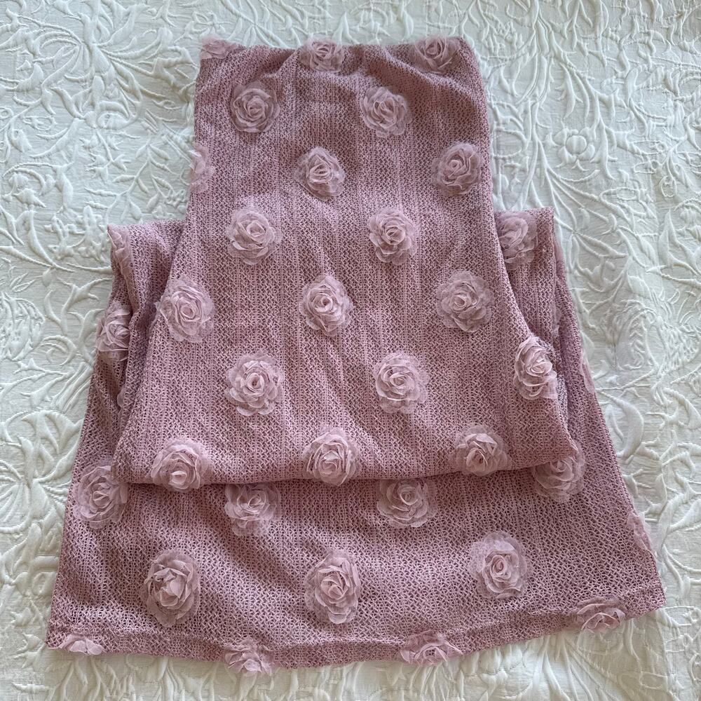 Pink 3D Floral Rosette Open Knit Maxi Dress Size Small